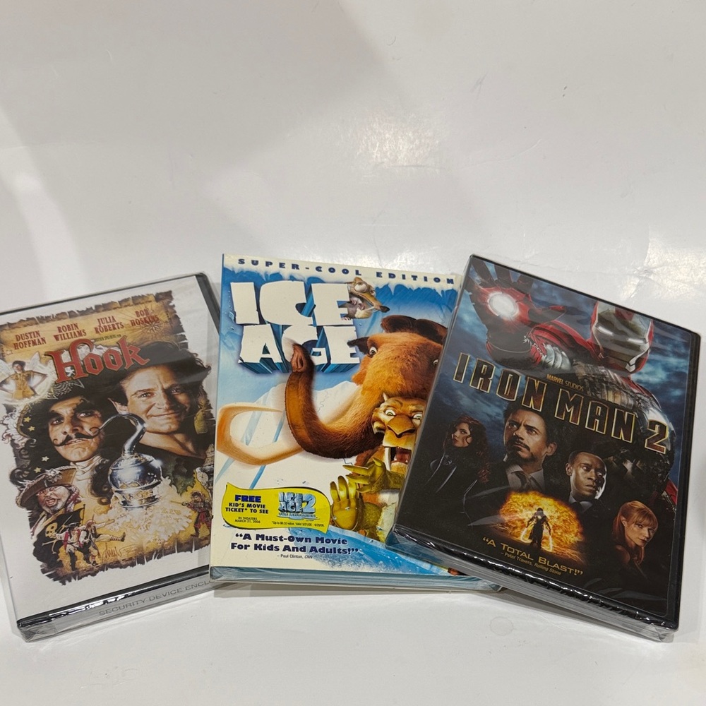 New DVD Movie Collection: Hook, Ice Age, Iron Man 2 Unopened and Untested